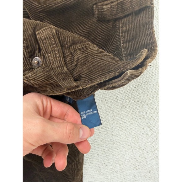 Vintage Polo Ralph Lauren Mens Corduroy Pants 32x30 Brown Flared Cotton Trousers - Picture 12 of 14